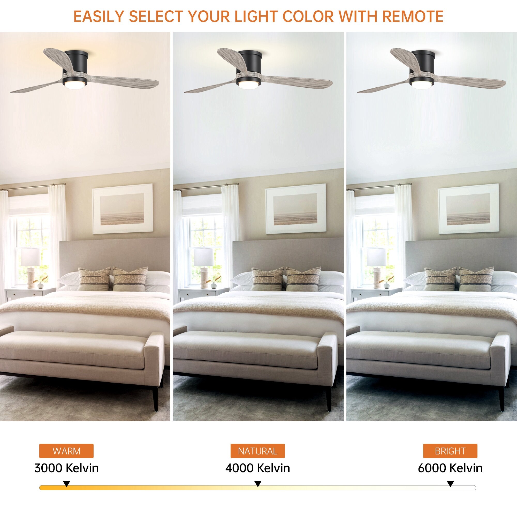 52" Wood Low Profile Ceiling Fan with Light and Remote - On Sale - Bed Bath & Beyond -