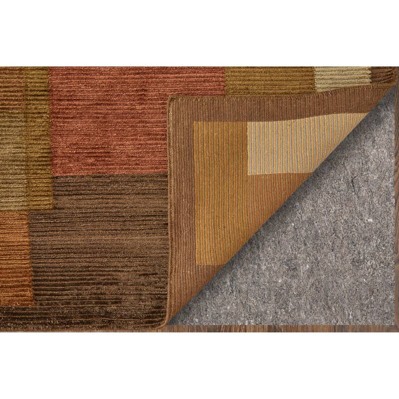 Keystone Hand Knot Color Block Rug, Brown/Rust, Area Rug