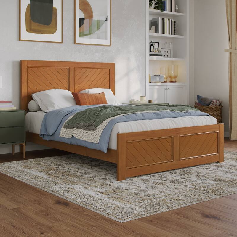 Berkshire Queen Low Profile Platform Bed with Matching Footboard - Light Toffee - Full