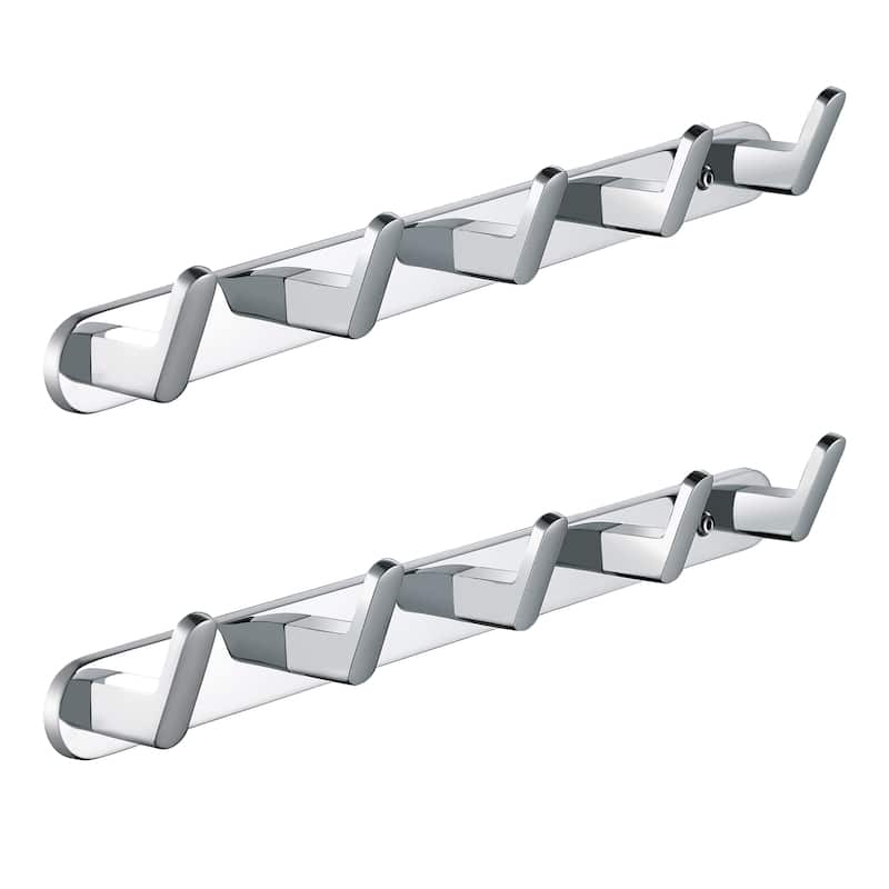 Wall Mounted 5 in 1 Rustproof Hook Rack Coat Rack(2 Pack) - Polished Chrome