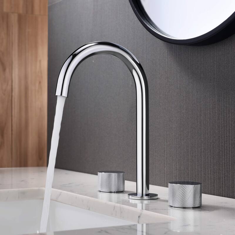 Circular X 8" Bathroom Sink Widespread Faucet with Drain Assembly