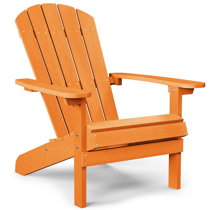 WINSOON All Weather HIPS Outdoor Plastic Adirondack Chairs Set of 4 - Brown/Orange