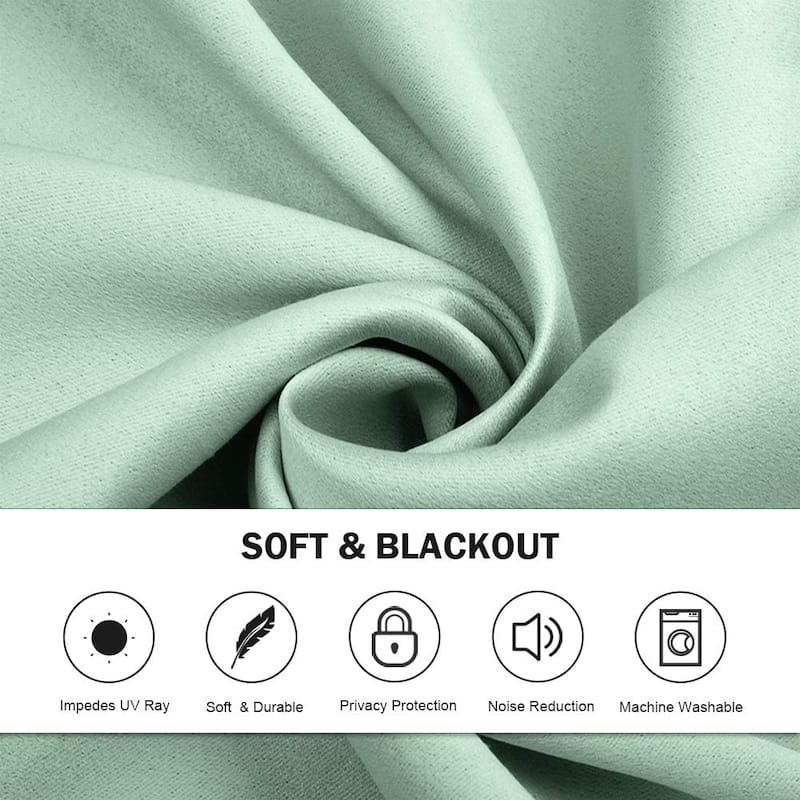 DCP Blackout Grommet Top Curtains Thermal Insulated Privacy,2 Panels,Light Green
