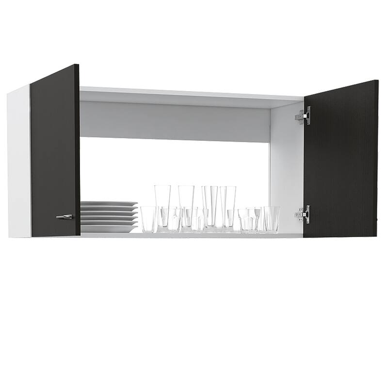 Wall Cabinet Toran, Two Shelves, Double Door, Black Wengue Finish,High quality and durable