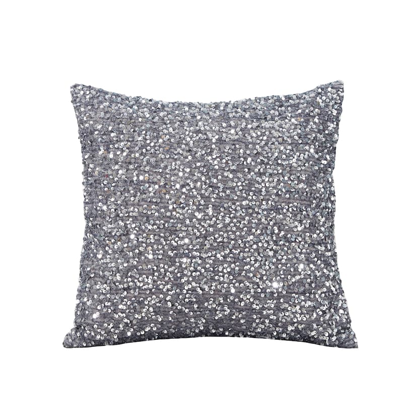 Violet Linen Twinkle Sparkling Sequins Pattern Decorative Cushion Cover