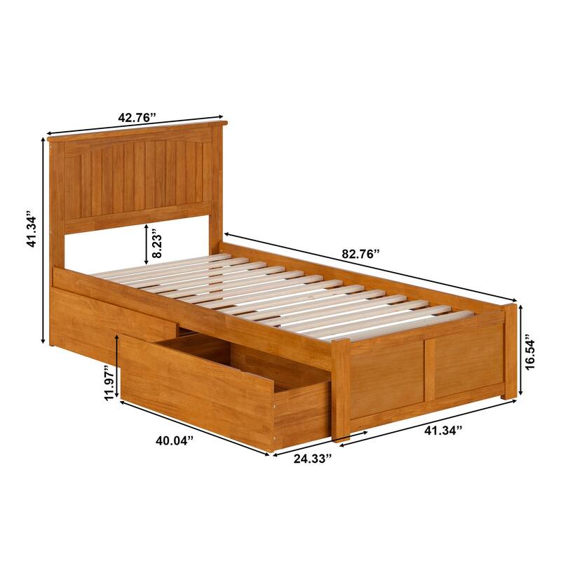 Nantucket Platform Bed with Footboard and Storage Drawers
