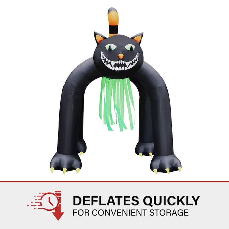 Haunted Hill Farm 10-Ft. Tall Pre-lit Inflatable Black Cat Arch