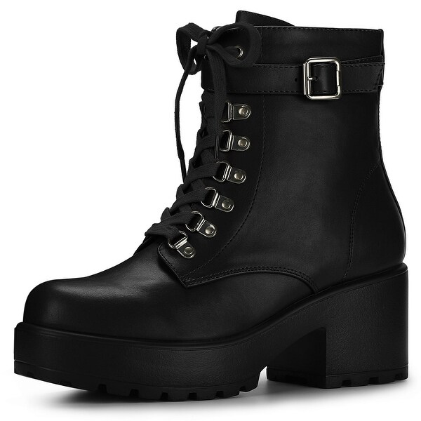 black ankle combat boots