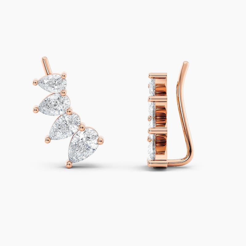 Auriya 1 1/4ctw Pear Lab Grown Diamond Climber Earrings 14-karat Gold (E-F, VS1-VS2) - Rose