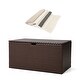 preview thumbnail 60 of 73, Glitzhome 142 Gallon Outdoor Patio Oversize Storage Bench Wicker Table Deck Box Brown+Gift