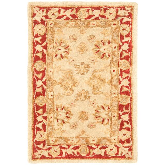 SAFAVIEH Anatolia Angeline Traditional Oriental Hand-spun Wool Rug - 2' x 3' - Ivory/Red