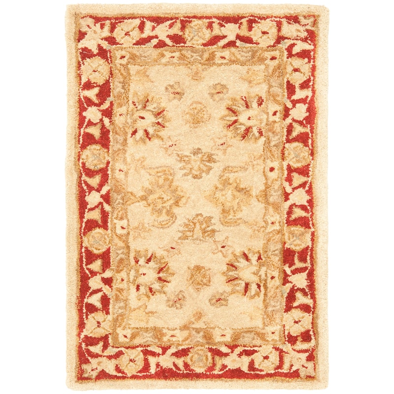 SAFAVIEH Anatolia Karanfila Traditional Oriental Hand-spun Wool Rug - 2' x 3' - Ivory/Red