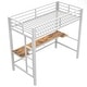 preview thumbnail 65 of 64, Gaming Loft Bed with RGB LED Light & USB Charge Station, Metal Loft Bed Frame w/Built-in Desk & Full-Length Guardrails