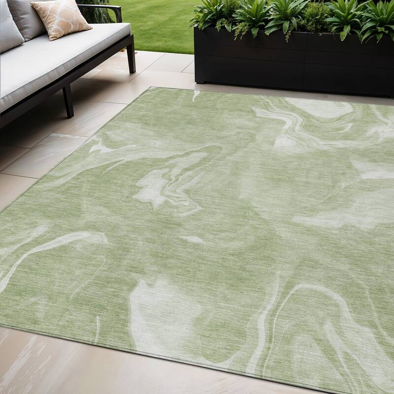 HomeRoots Abstract Transitional Rectangle Outdoor Rug - 5' X 8'