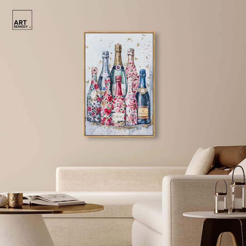 Intricate Floral Champagne Canvas by Art Remedy