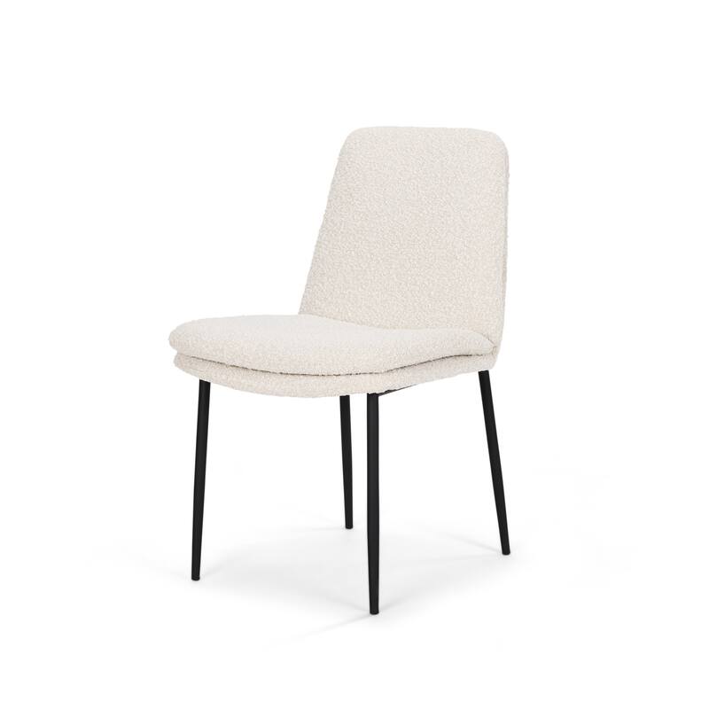 HomeRoots Cream and Black Upholstered Boucle And Metal Dining Side Chair - 19.5 in. x 33.5 in. x 24.5 in.