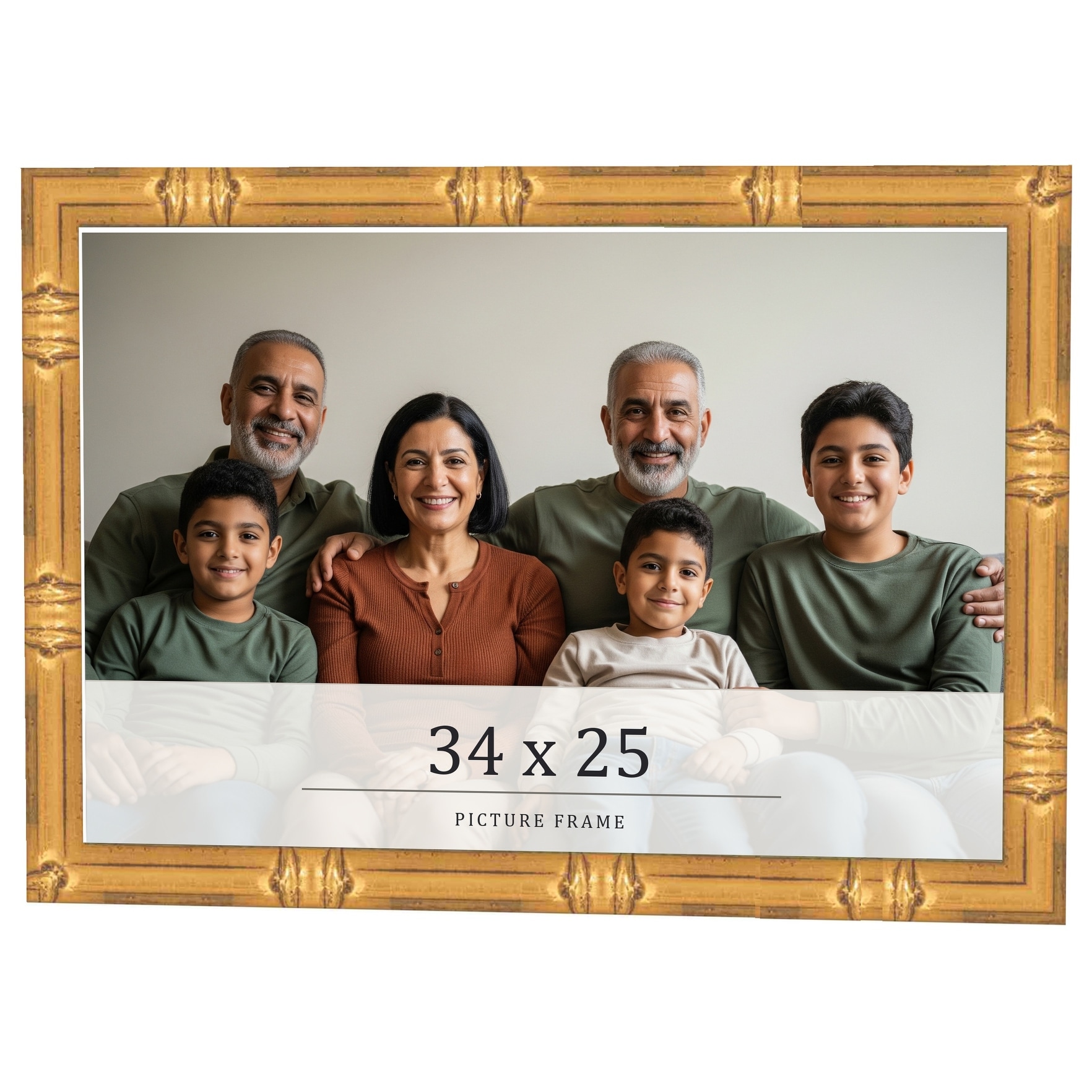 34x25 Frame Gold Bamboo Solid Wood Picture Frame | 1 Inch Moulding