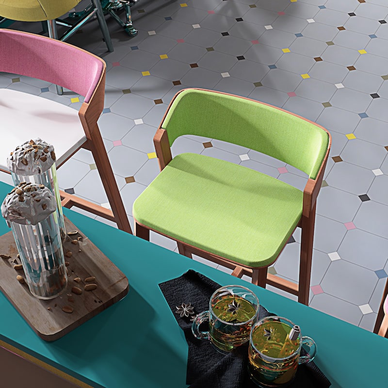 Merola Tile Vaudeville Octagon Humo with Taco Multi 7-7/8" x 7-7/8" Porcelain Floor and Wall Tile