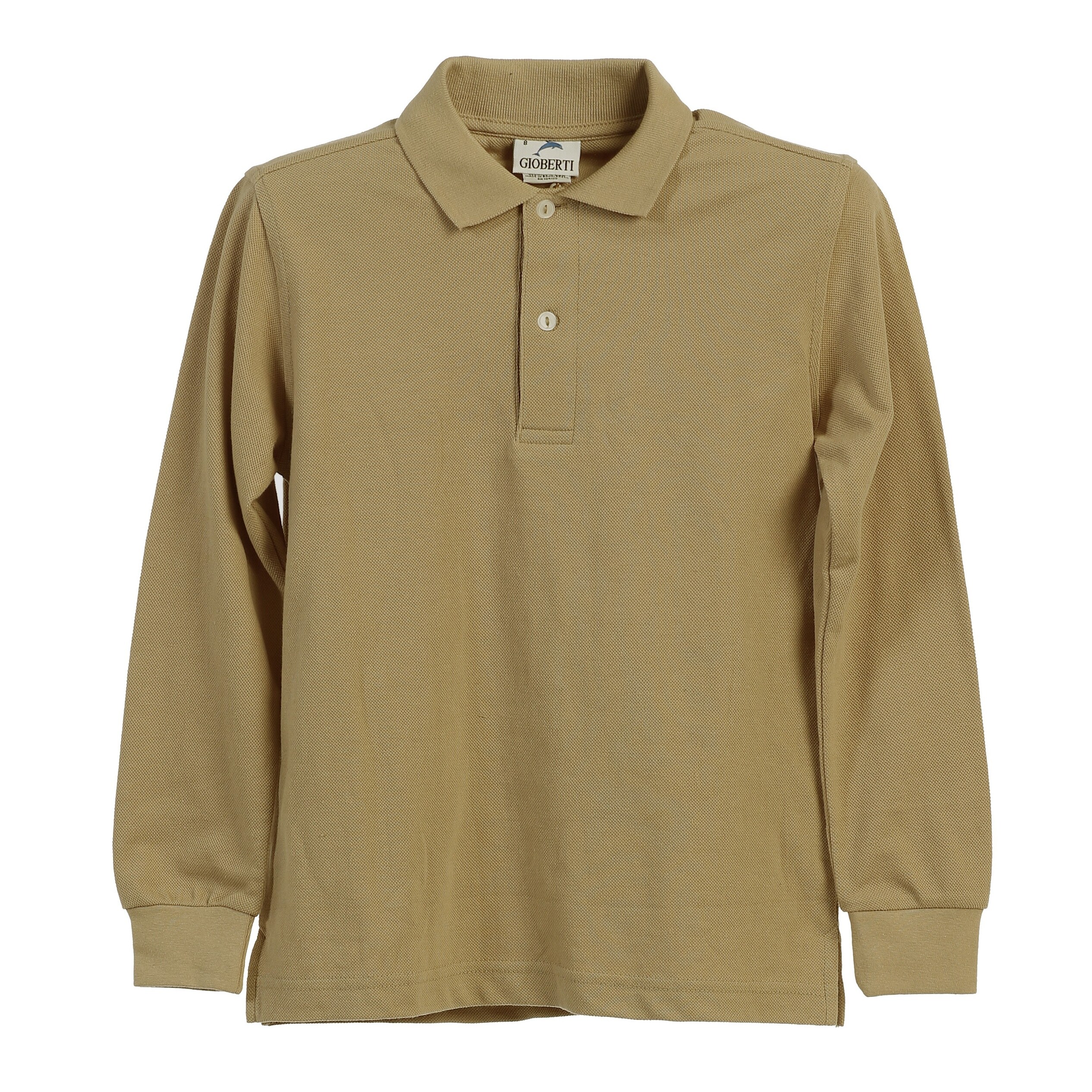 Shop Boys Girls Khaki Long Sleeve School Uniform Polo Shirt 8 16