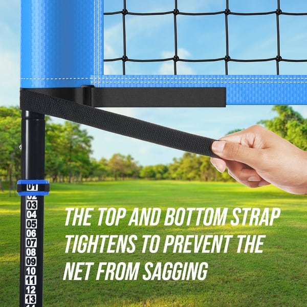 dimension image slide 1 of 2, Outdoor Portable Volleyball Net Set System for Backyard - Quick & Easy Setup Adjustable Height Poles - 32X3'