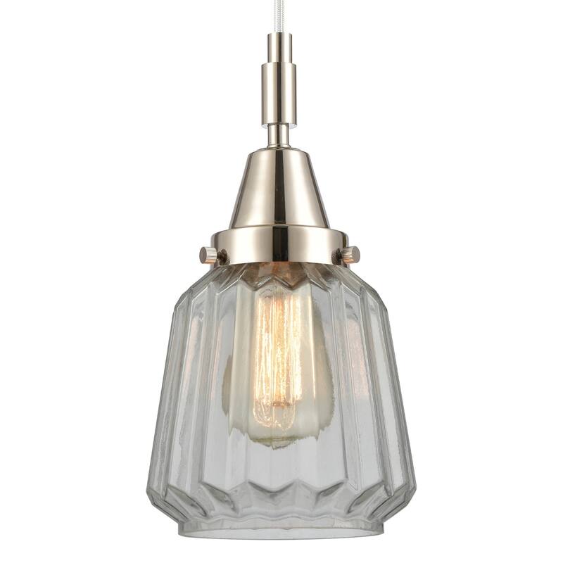 Innovations Lighting 447-1P-G142 Chatham 7" Wide Mini Pendant with - Polished Nickel
