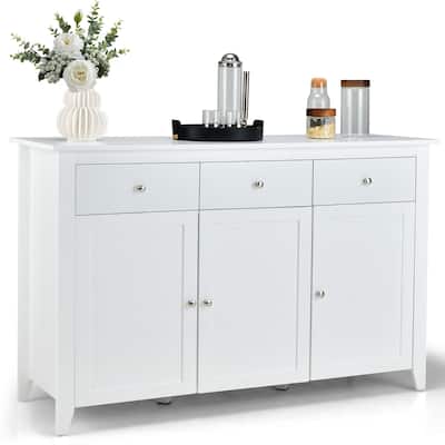 Gymax Buffet Sideboard Kitchen Storage Cupboard Wooden Bar Cabinet w/