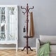preview thumbnail 1 of 20, Roomfitters Solid Wood Coat Rack with Stainless Steel Hooks, Modern Hanger with Key Tray and Hat Storage Walnut