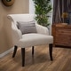 preview thumbnail 1 of 3, Roomfitters Upholstered Accent Chair with Curved Backrest and Nailhead Trim, Armless Lounge Chair with Wood Legs, Beige Beige
