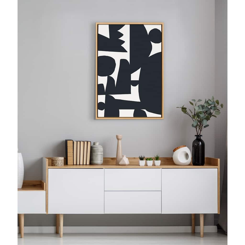 Kate and Laurel Sylvie Quiet Jungle 1 Framed Canvas by Kelly Knaga