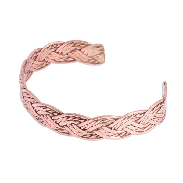 slide 1 of 3, NOVICA Brilliant Weave, Copper cuff bracelet
