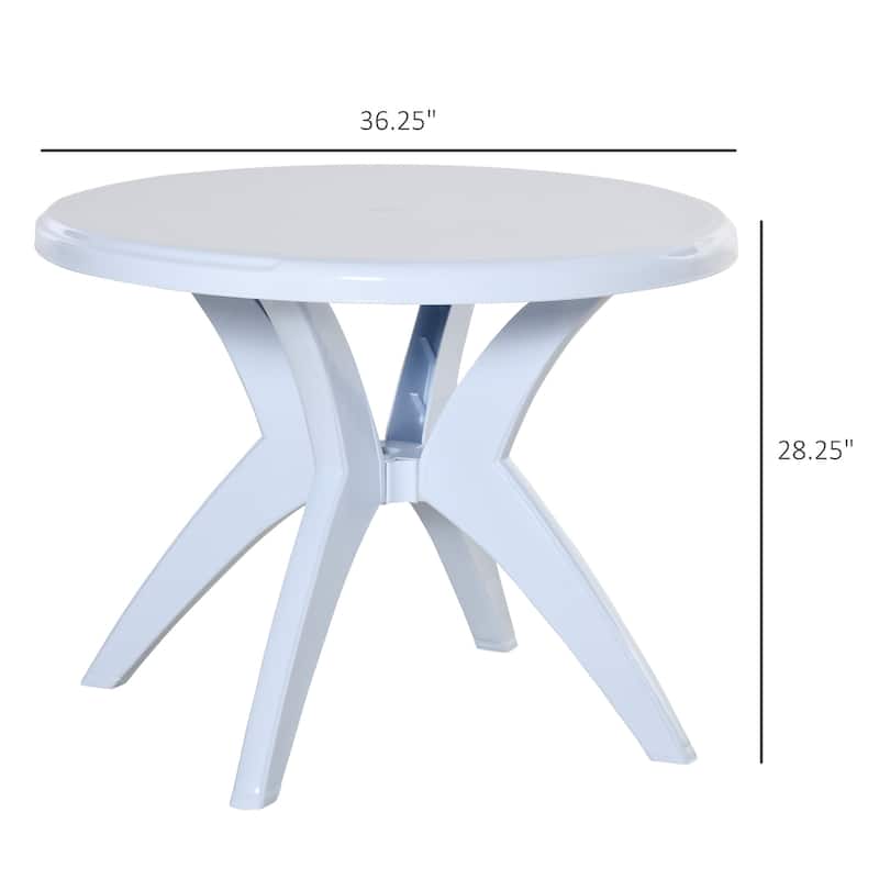 Outsunny Patio Dining Table with Umbrella Hole Round Outdoor Bistro Table for Garden Lawn Backyard - 36.25" x 36.25" x 28.25"