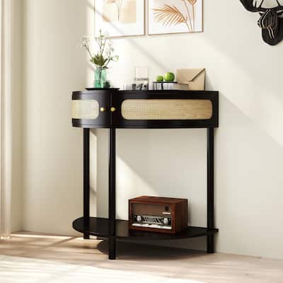 Entryway Console Table with Storage Cabinet and Bottom Shelf