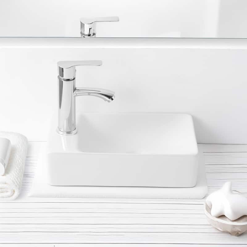 Felix Modern Wall Mounted Rectangular Ceramic Mini Sink, By JONATHAN Y
