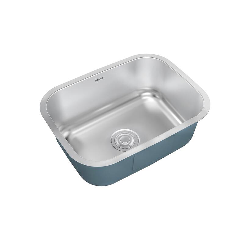Karran Profile 23” Undermount 18 Gauge Single Bowl Stainless Steel Kitchen Sink with Accessories