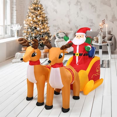 7.5 FT Christmas Inflatable Santa Claus on Sleigh Lighted Decoration