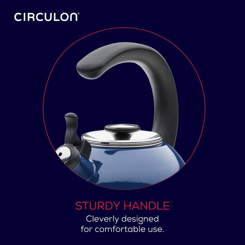 Circulon Enamel on Steel Whistling Induction Teakettle With Flip-Up Spout, 2-Quart, Navy