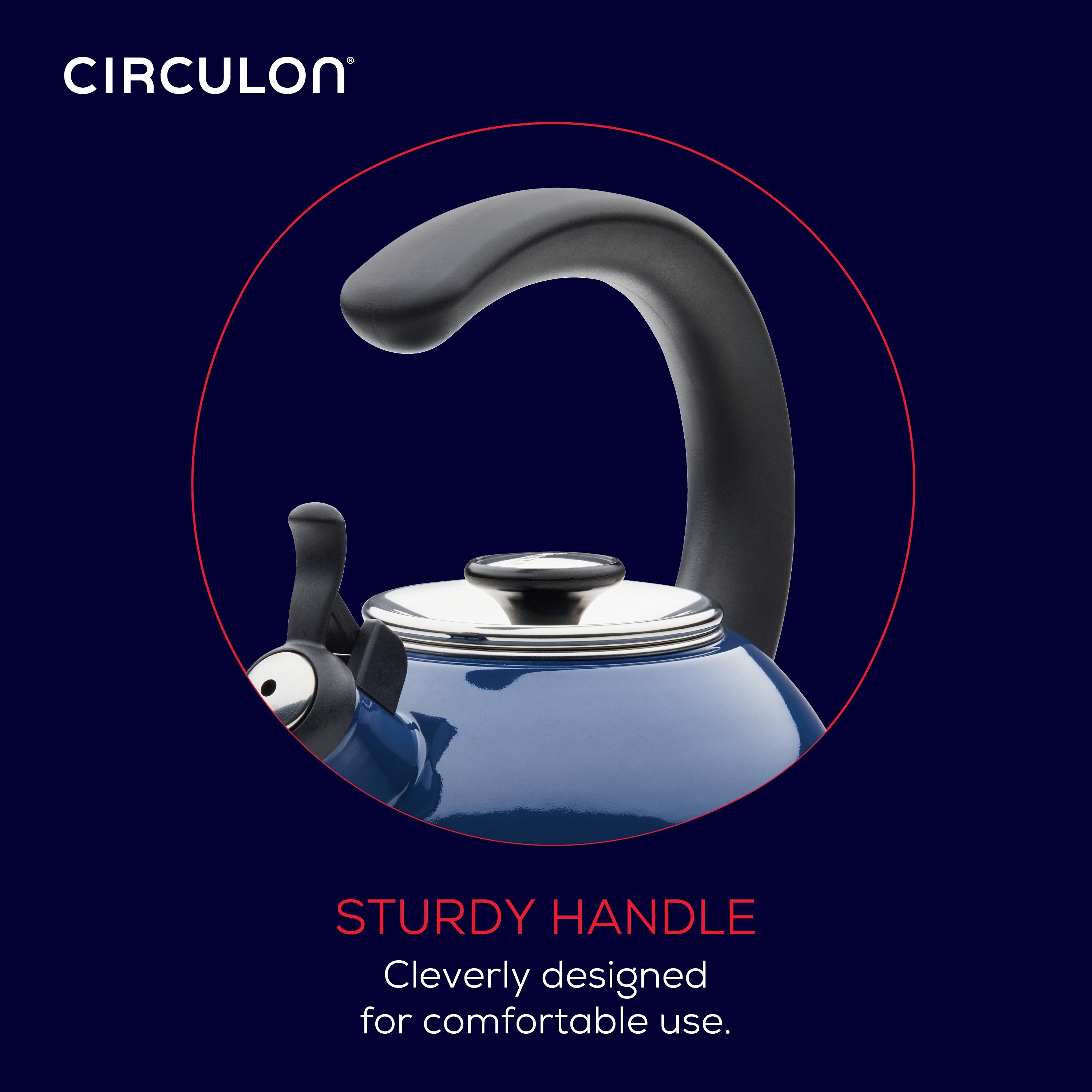 Circulon Enamel On Steel Whistling Teakettle Teapot With Flip Up Spout 2 Quart Turquoise Blue