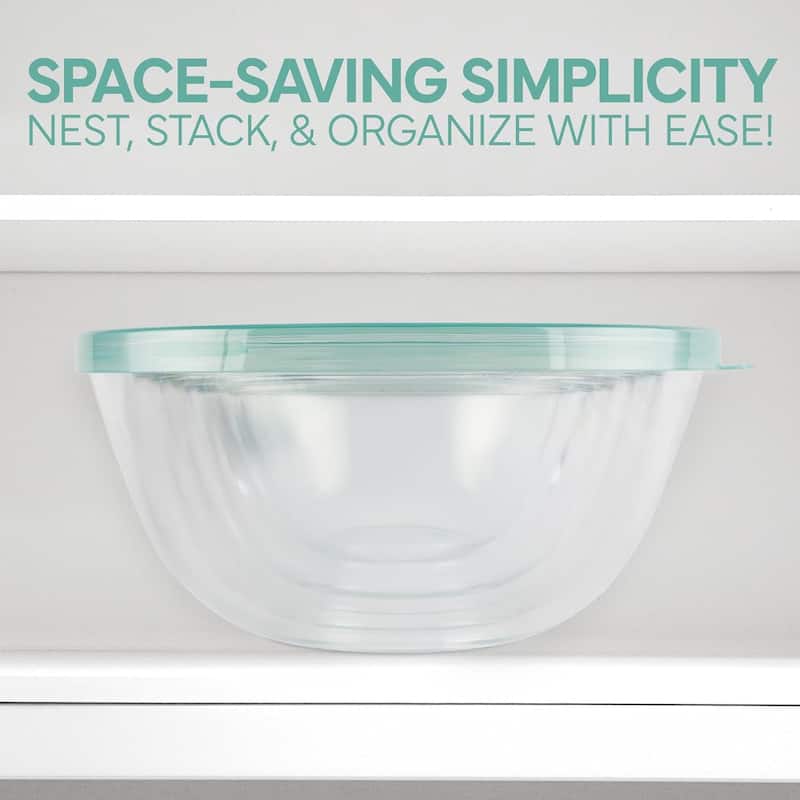 COOK WITH COLOR 12 Pc Glass Nesting Mixing Bowl Set with Lids for Cooking and Prep