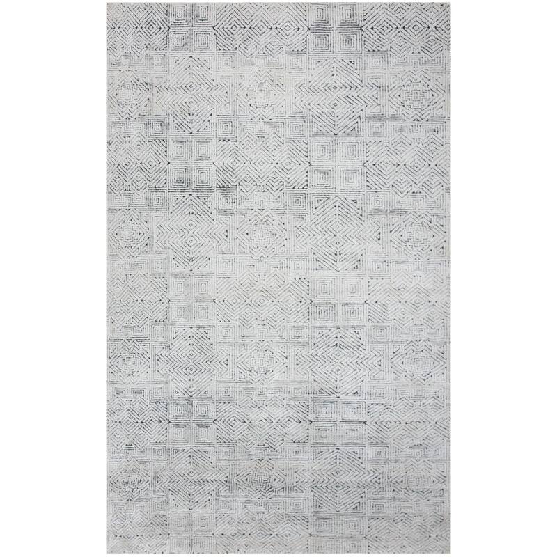 Alora Decor Cabana Hand Knotted Textured Geometric Rug - 10' x 14' - Black