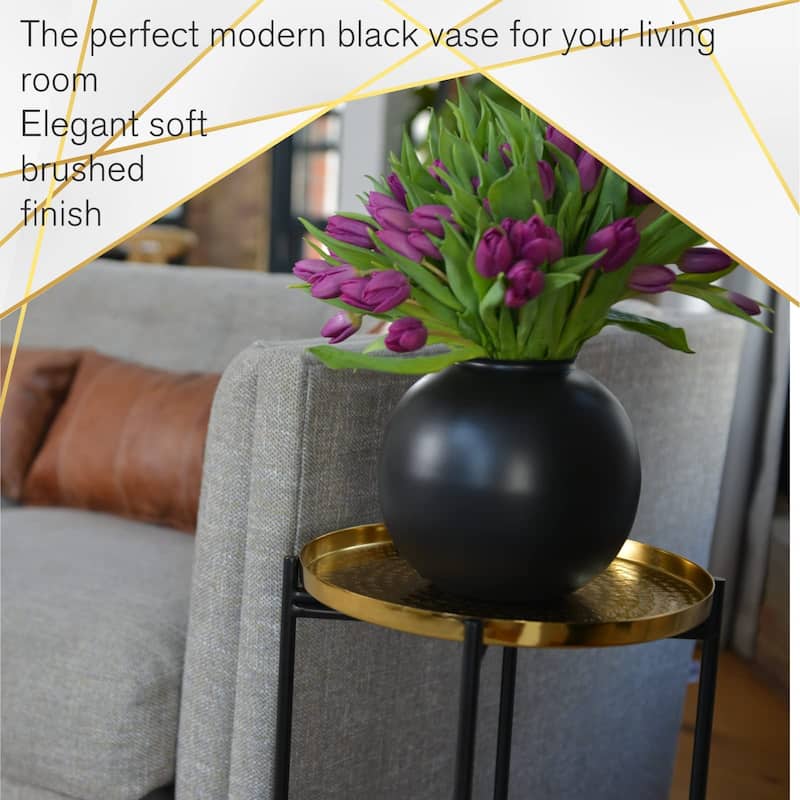 Matte Black Vase - Contemporary Black Flower Vase for Black Decor ...