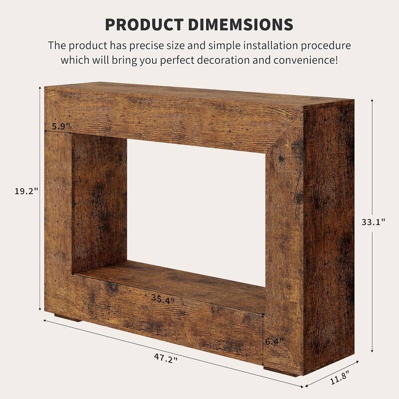 47" Farmhouse Console Table, Long Sofa Table Behind Couch, Wooden Entryway Table