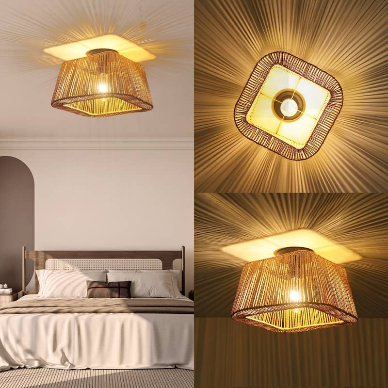 1 - Light Semi - Flush Mount Ceiling Light - Natural