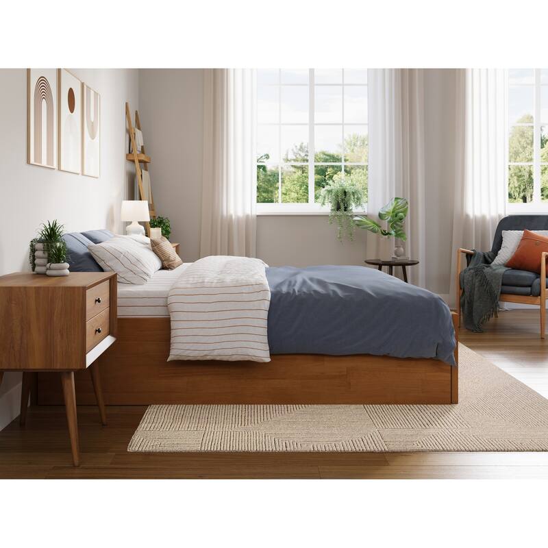 AFI Concord Full Platform Bed with Footboard & Full Trundle