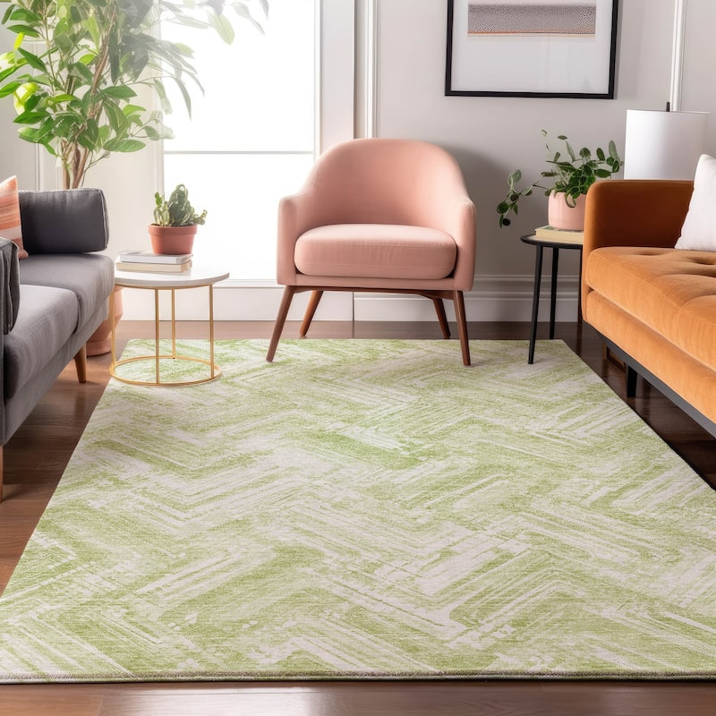 Premium Washable Super Soft Blurred Chevron Mayfield Rug - Green - 8' x 10' - Rectangle