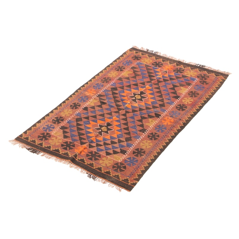 ECARPETGALLERY Flat-Weave Shirvan Brown Wool Kilim - 3'0 x 5'3