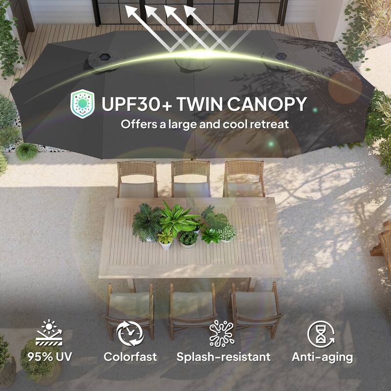 Double-Sided Large Patio Umbrella with Crank Handle Outdoor Canopy for Backyard Garden or Patio