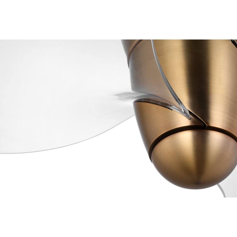 Beal Collection 33.19-in. Two-Blade Vintage Brass Modern Ceiling Fan with Clear Blades - 33.19 in x 33.19 in x 13.94 in