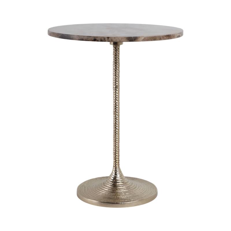 Metal Base Marble Top Modern Glam Accent Table Round Silhouette