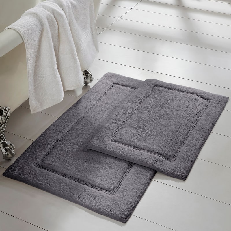 Modern Threads Solid-loop Differently Sized Bathmats (Set of 2) - Charcoal