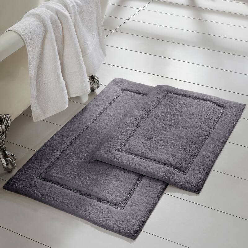 Modern Threads Solid-loop Differently Sized Bathmats (Set of 2) - Charcoal